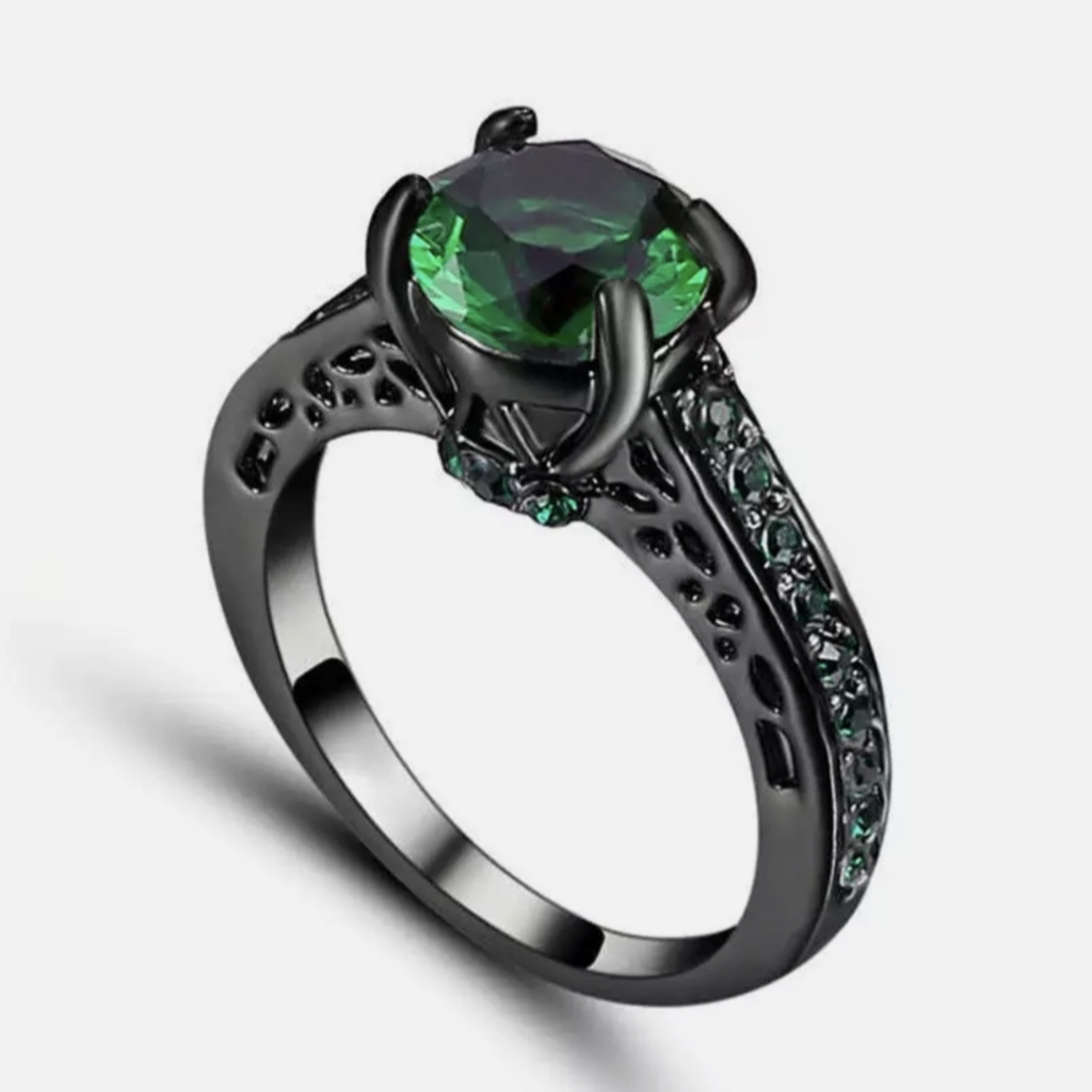 New Emerald Black Gold Ring.